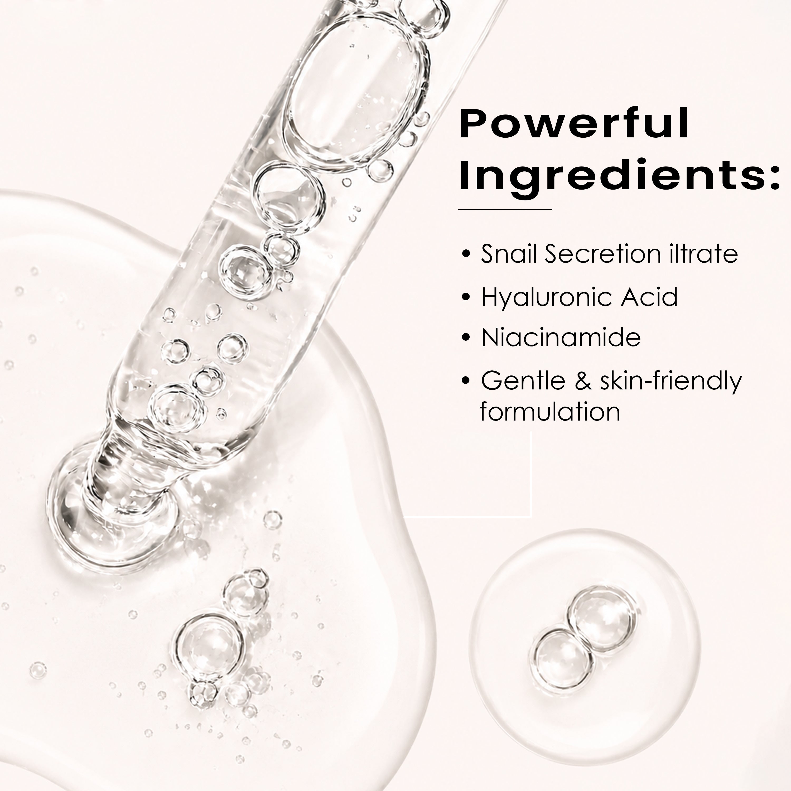 TrueBare SnailGlow Repair Serum – Snail Mucin Serum with Niacinamide & Hyaluronic Acid for Deep Hydration & Skin Repair