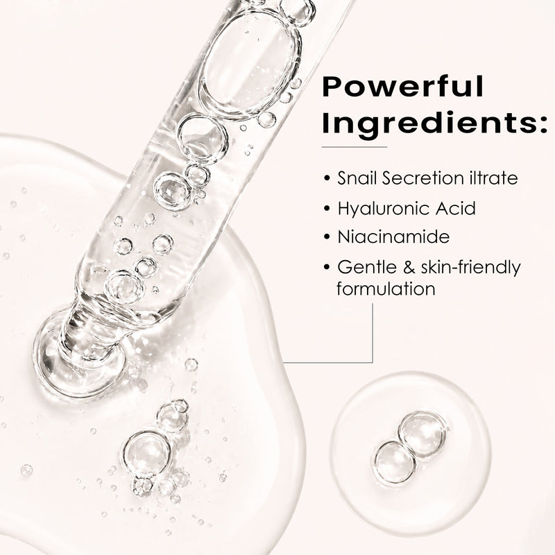 TrueBare SnailGlow Repair Serum – Snail Mucin Serum with Niacinamide & Hyaluronic Acid for Deep Hydration & Skin Repair