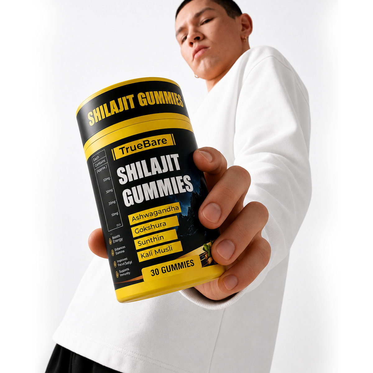 TrueBare Shilajit Gummies – Energy, Immunity & Vitality Support with Ashwagandha for Men’s Wellness