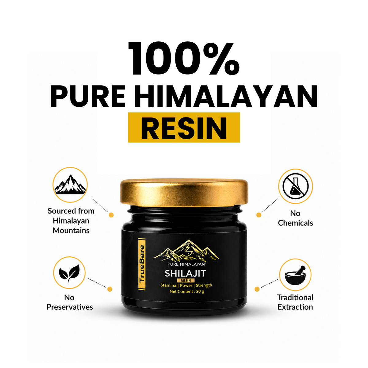 TrueBare Shilajit Resin for Men – Pure Shilajit Resin for Energy, Immunity, Stamina & Male Vitality Support