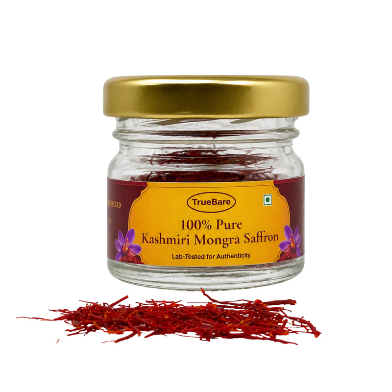 TrueBare Kashmiri Mongra Saffron – Pure Kashmiri Kesar for Glow, Natural Wellness & Daily Health