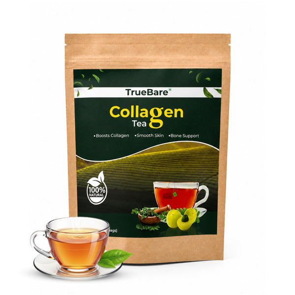 TrueBare Collagen Tea Blend – Herbal Collagen Tea for Glowing Skin & Strong Hair with Bioactive Collagen Peptides