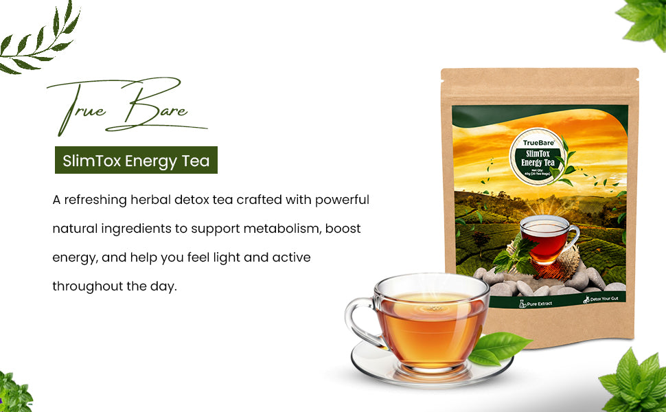 TrueBare Herbal Tea for Weight Loss & Energy Tea – Herbal Green Tea with Mint for Metabolism, Digestion & Natural Vitality