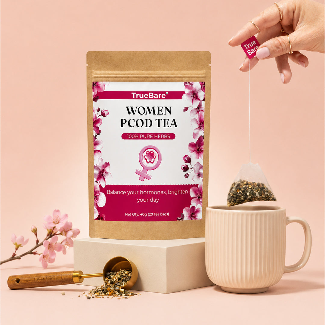 TrueBare PCOD Tea – Hormone Balancing Wellness Tea for Women’s Health, Relaxation & Caffeine-Free Daily Support