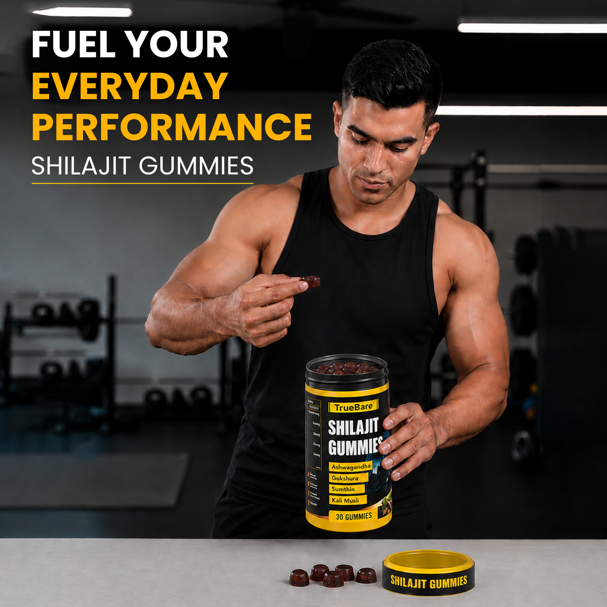 TrueBare Shilajit Gummies – Energy, Immunity & Vitality Support with Ashwagandha for Men’s Wellness